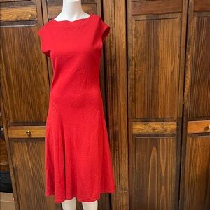 Sz 10 Red wool sleeveless Dress Worth
